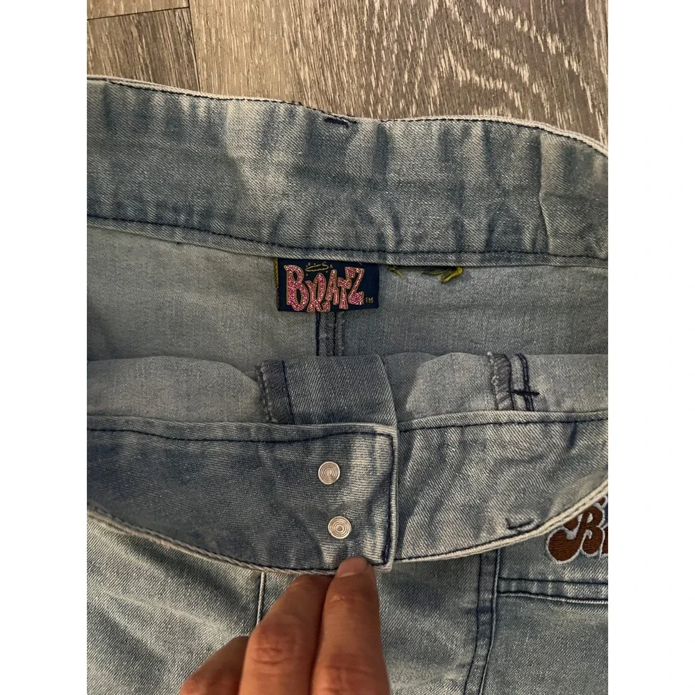Bratz Mini Skirt Light Wash Small Denim Pleated Y2K Logo 2000s 90s Vintage